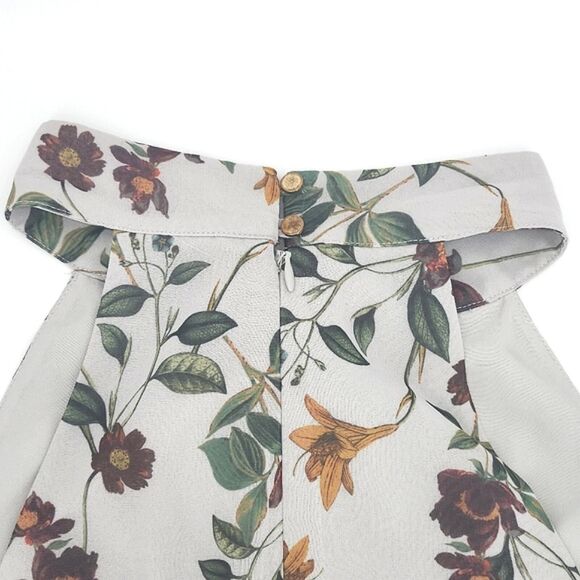 Keepsake Twilight Dreams Mini Dress Small Women Gray Garden Floral Cold Shoulder - Picture 4 of 11